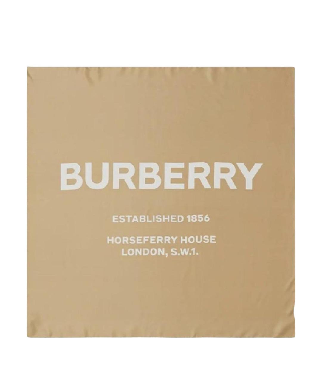 BURBERRY Бежевый шелковый платок, фото 1