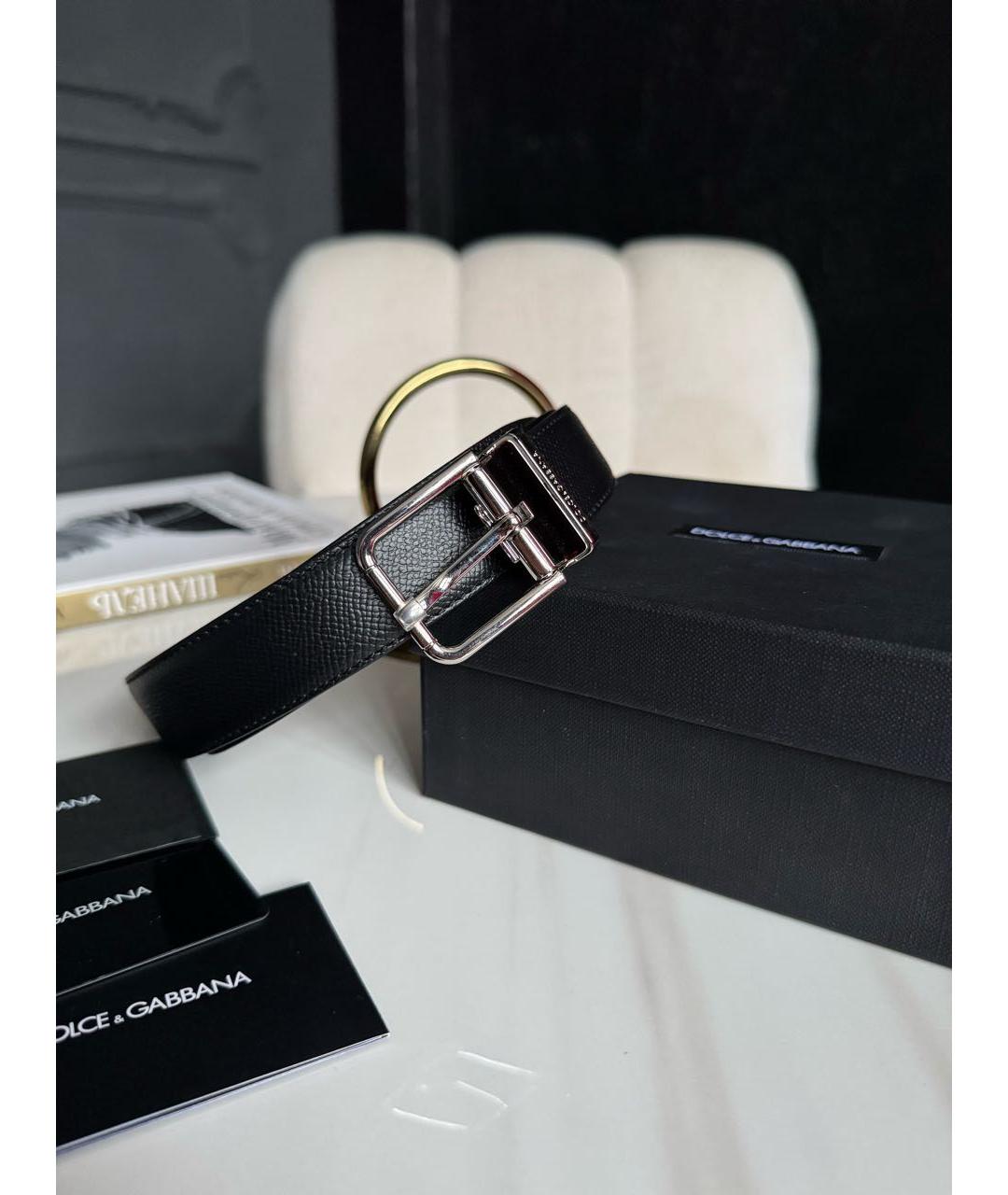 DOLCE&GABBANA Черный кожаный ремень, фото 8