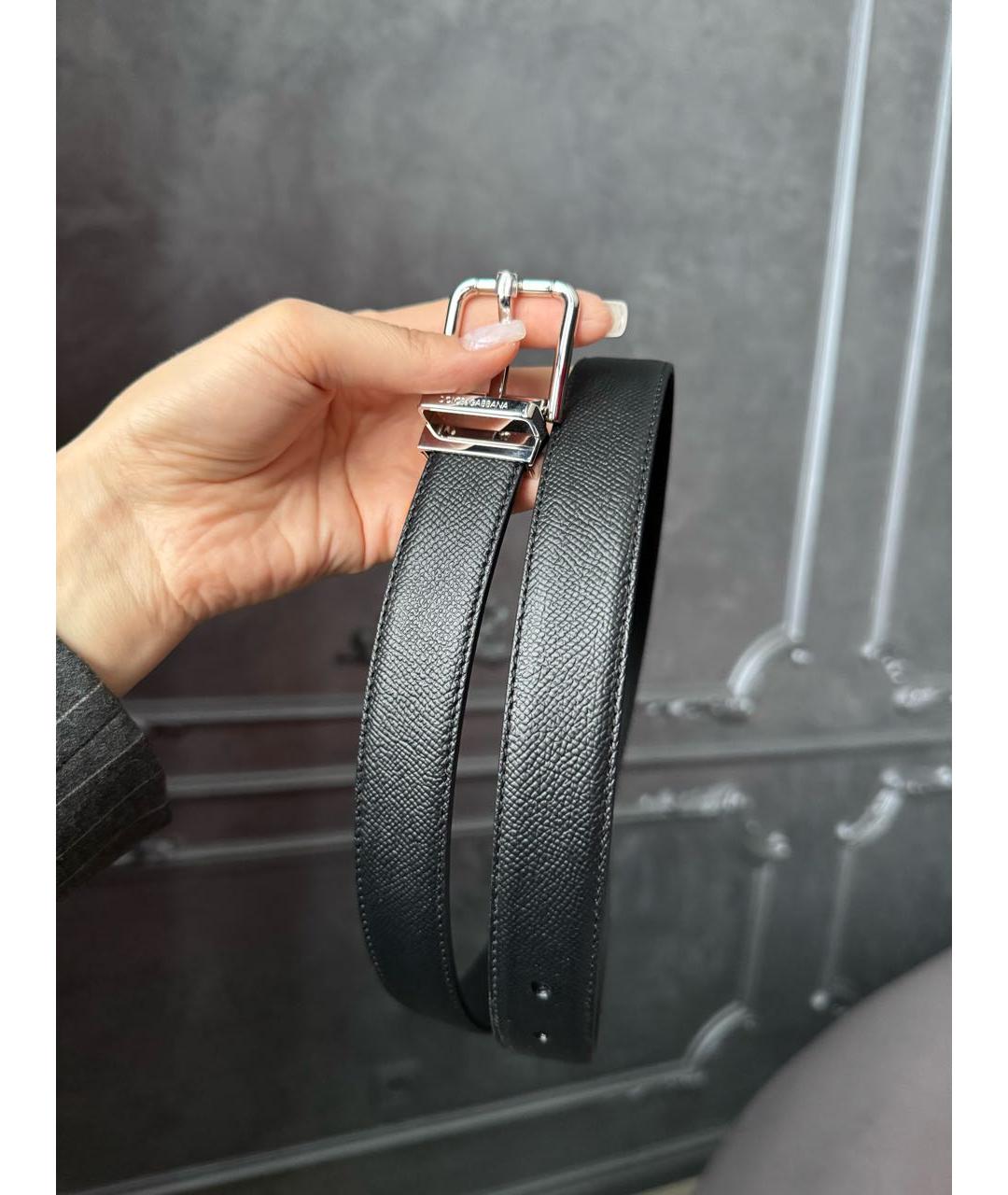 DOLCE&GABBANA Черный кожаный ремень, фото 5