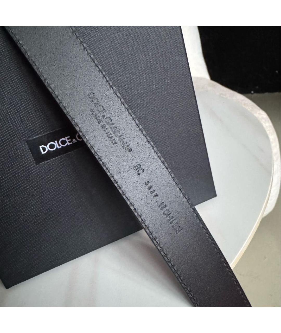 DOLCE&GABBANA Черный кожаный ремень, фото 3