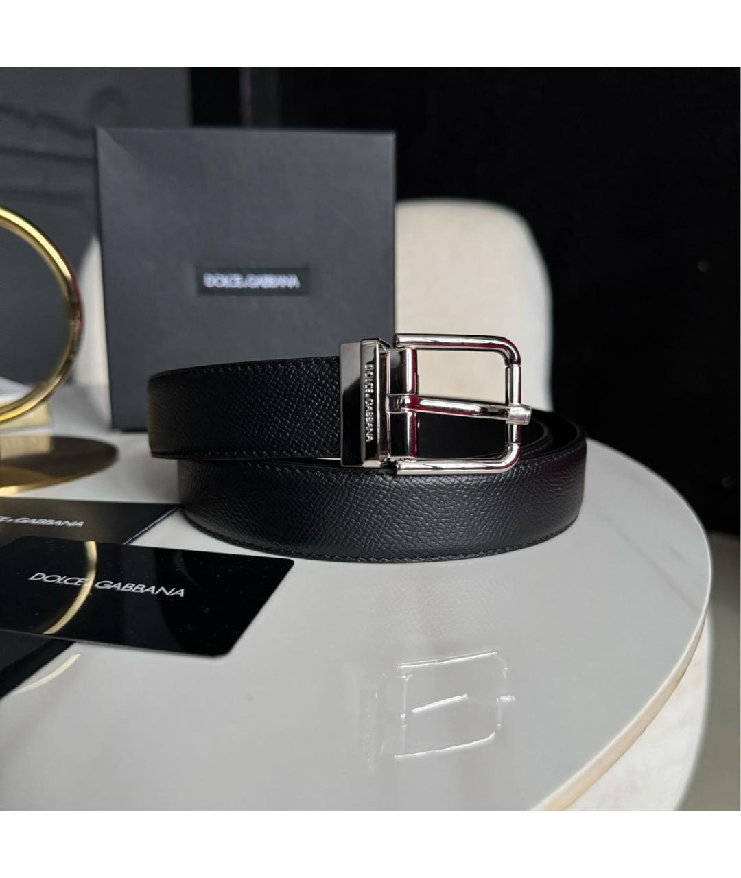 DOLCE&GABBANA Черный кожаный ремень, фото 4