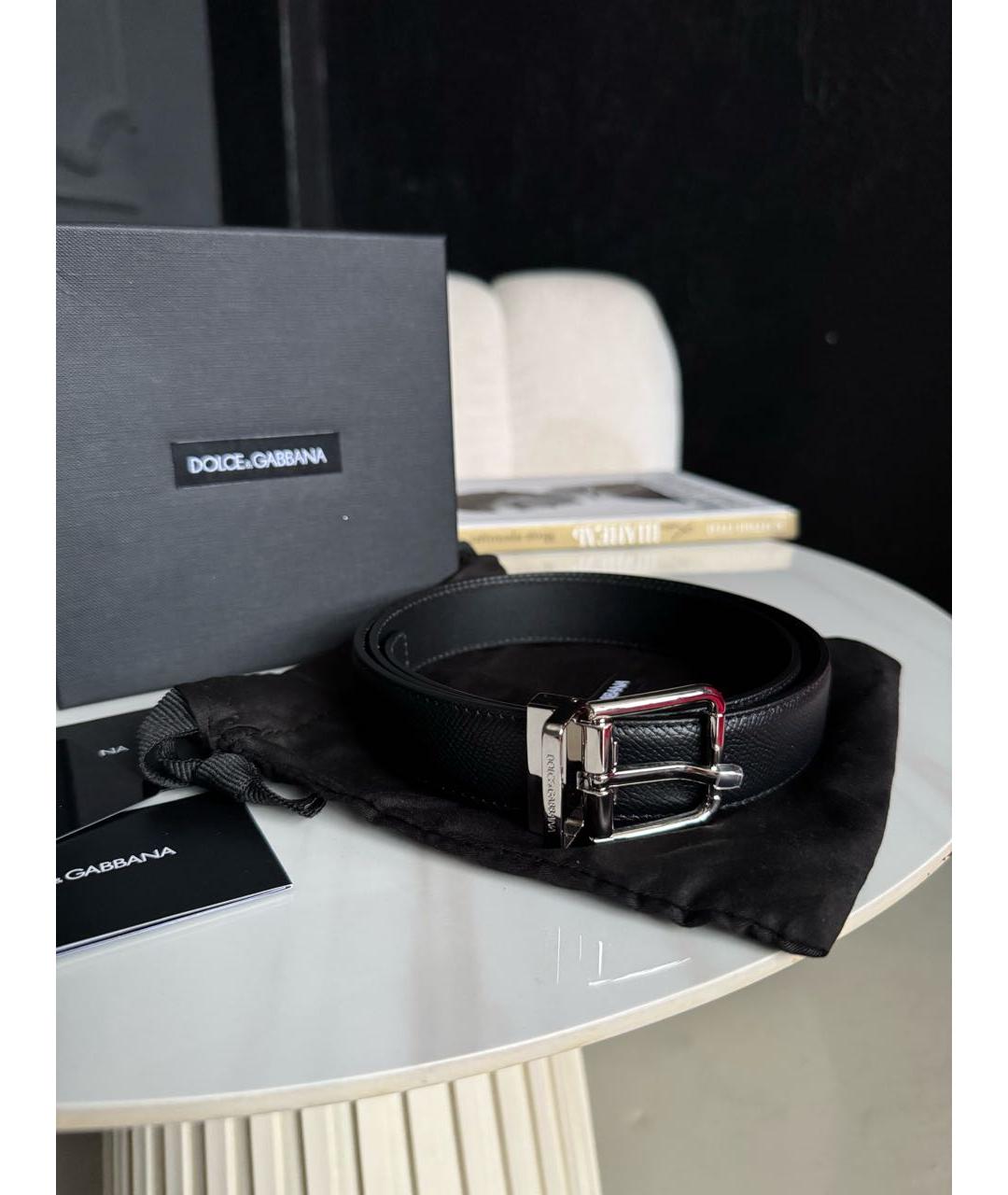 DOLCE&GABBANA Черный кожаный ремень, фото 7