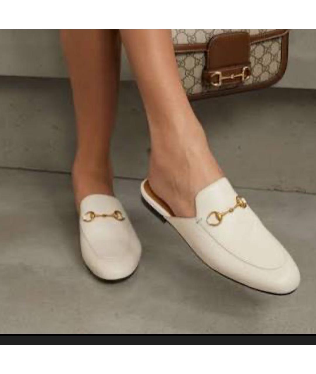 GUCCI Белые кожаные мюли, фото 2