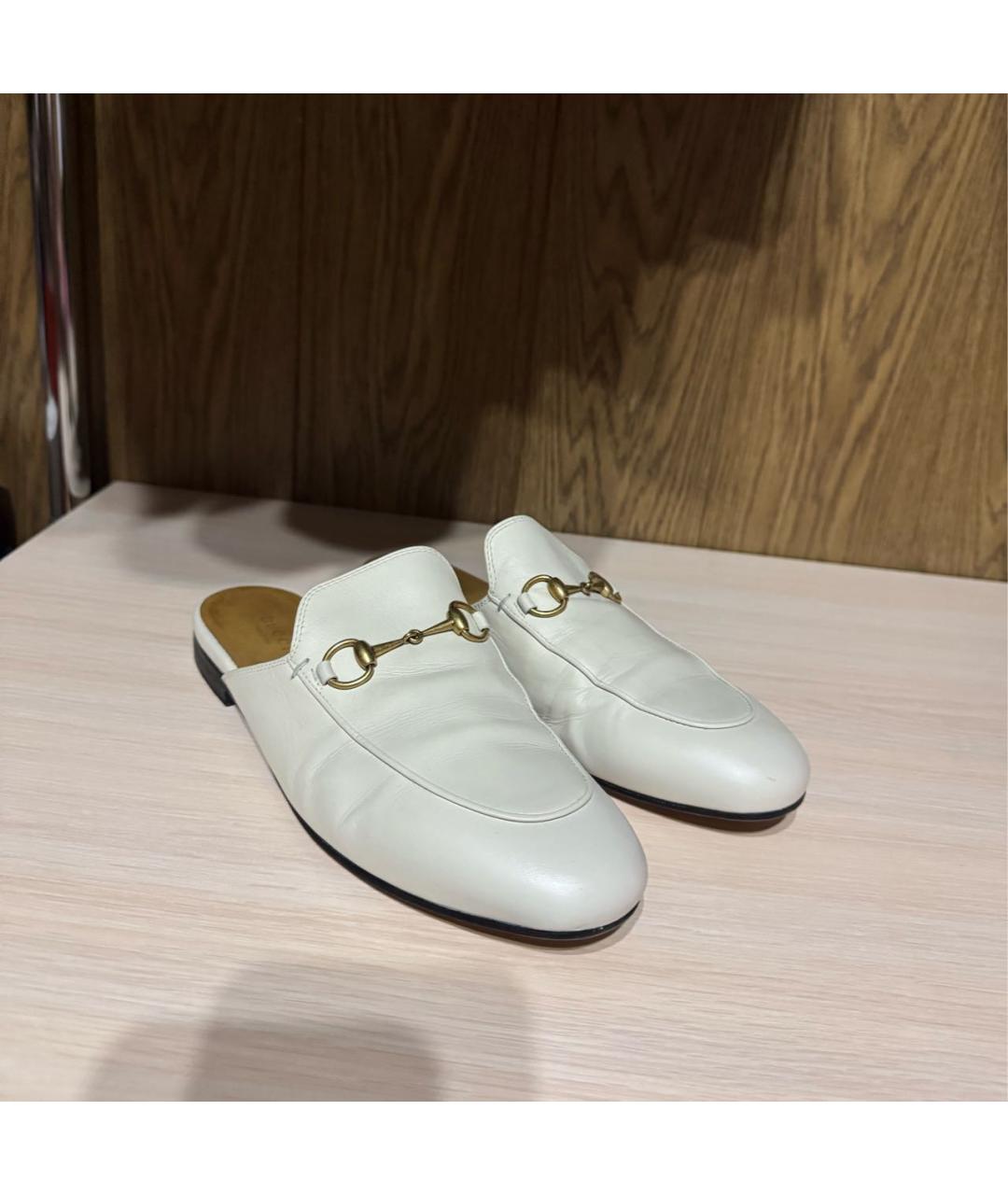 GUCCI Белые кожаные мюли, фото 3