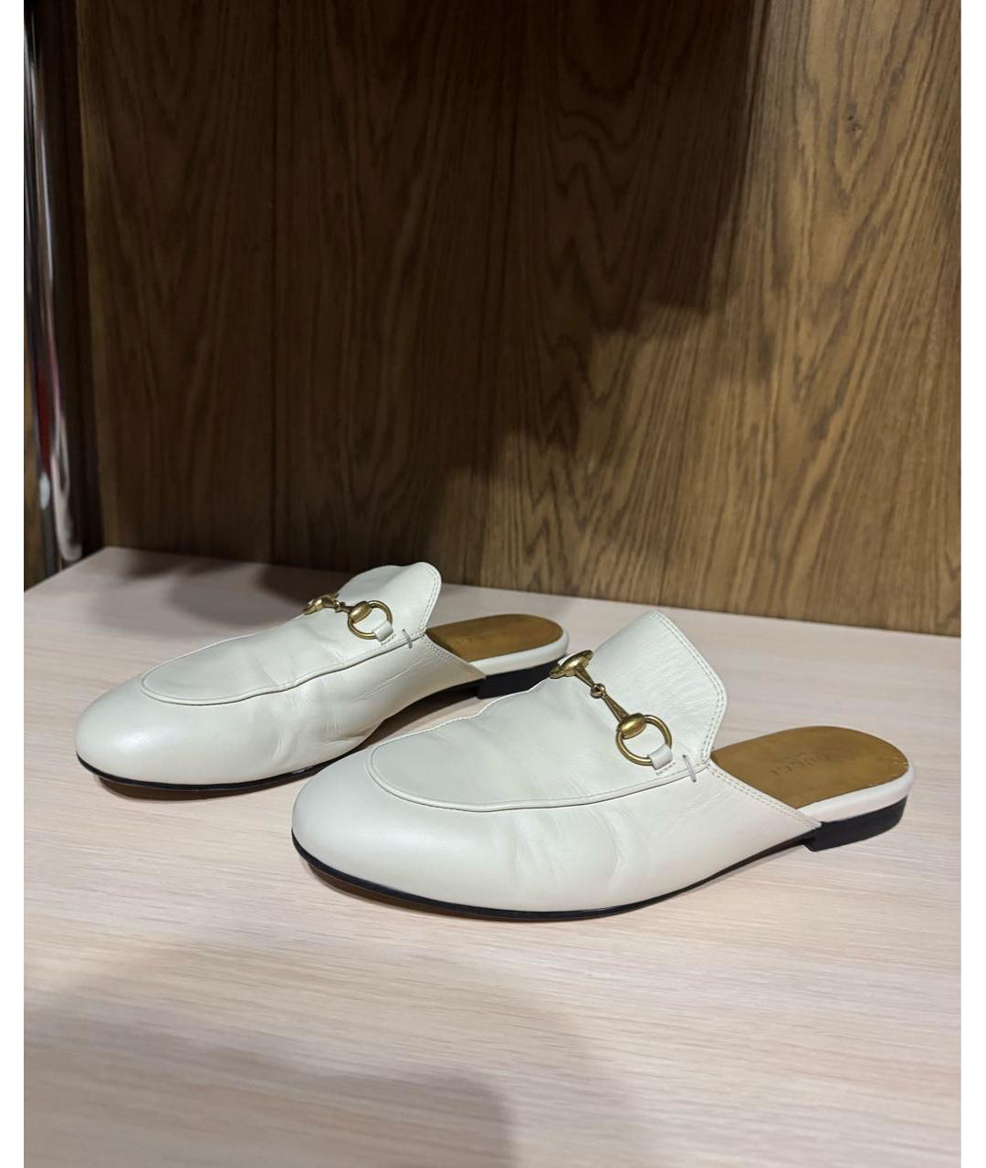 GUCCI Белые кожаные мюли, фото 6