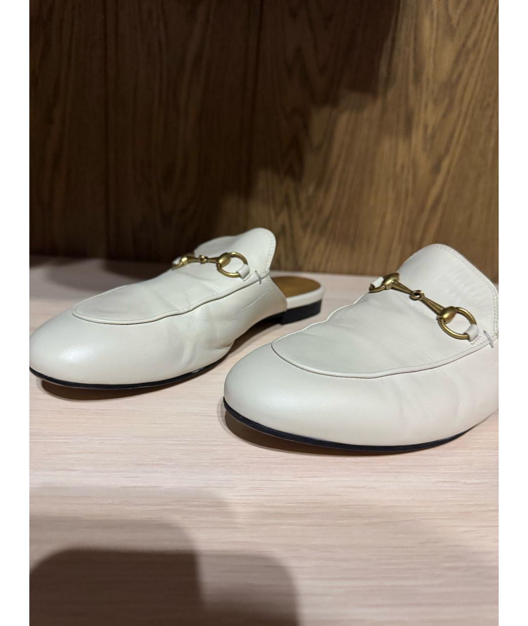 GUCCI Белые кожаные мюли, фото 4