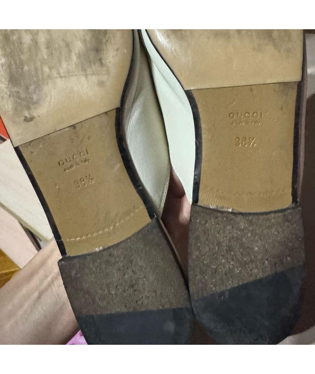 GUCCI Белые кожаные мюли, фото 5