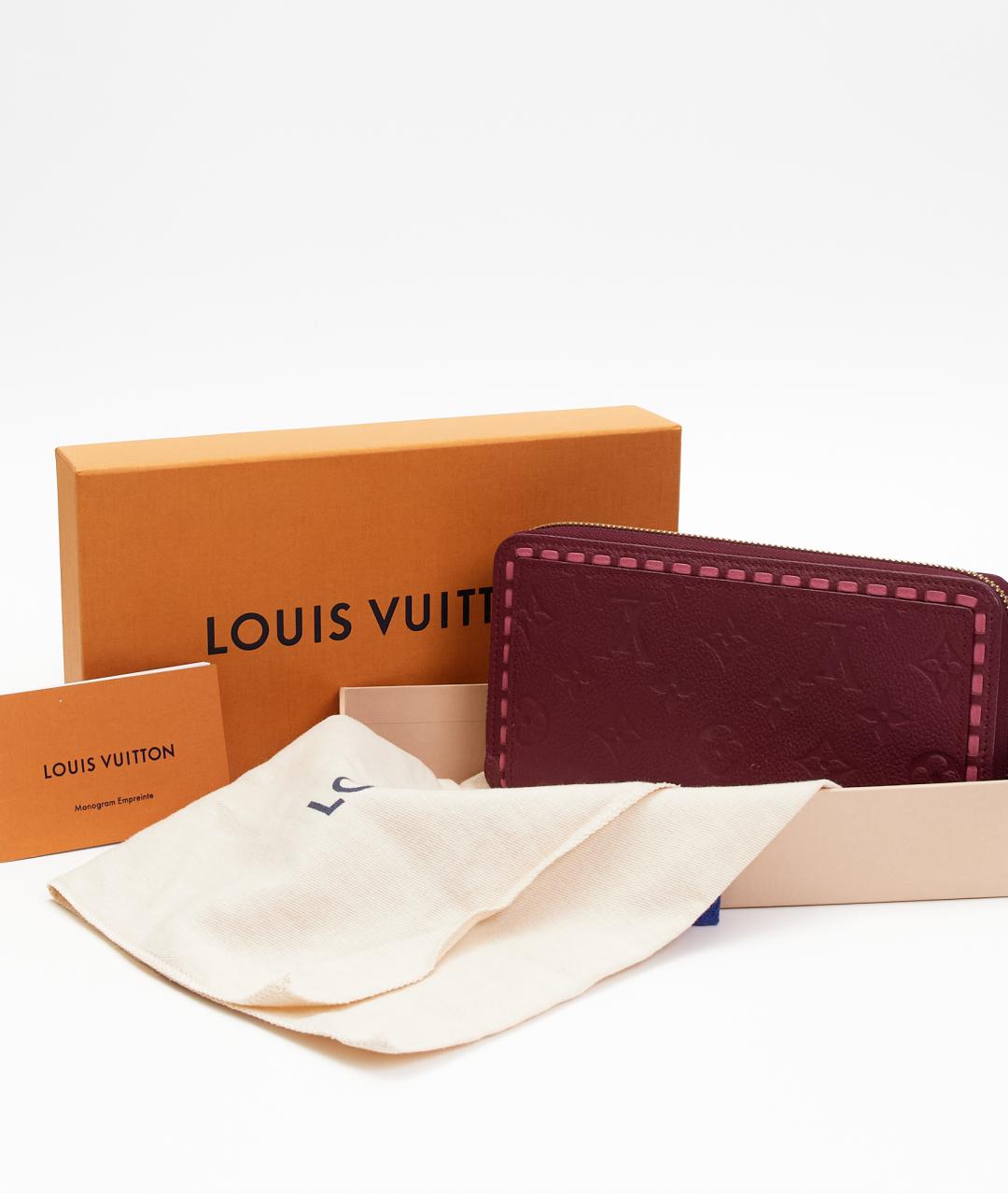 LOUIS VUITTON Бордовый кожаный кошелек, фото 5