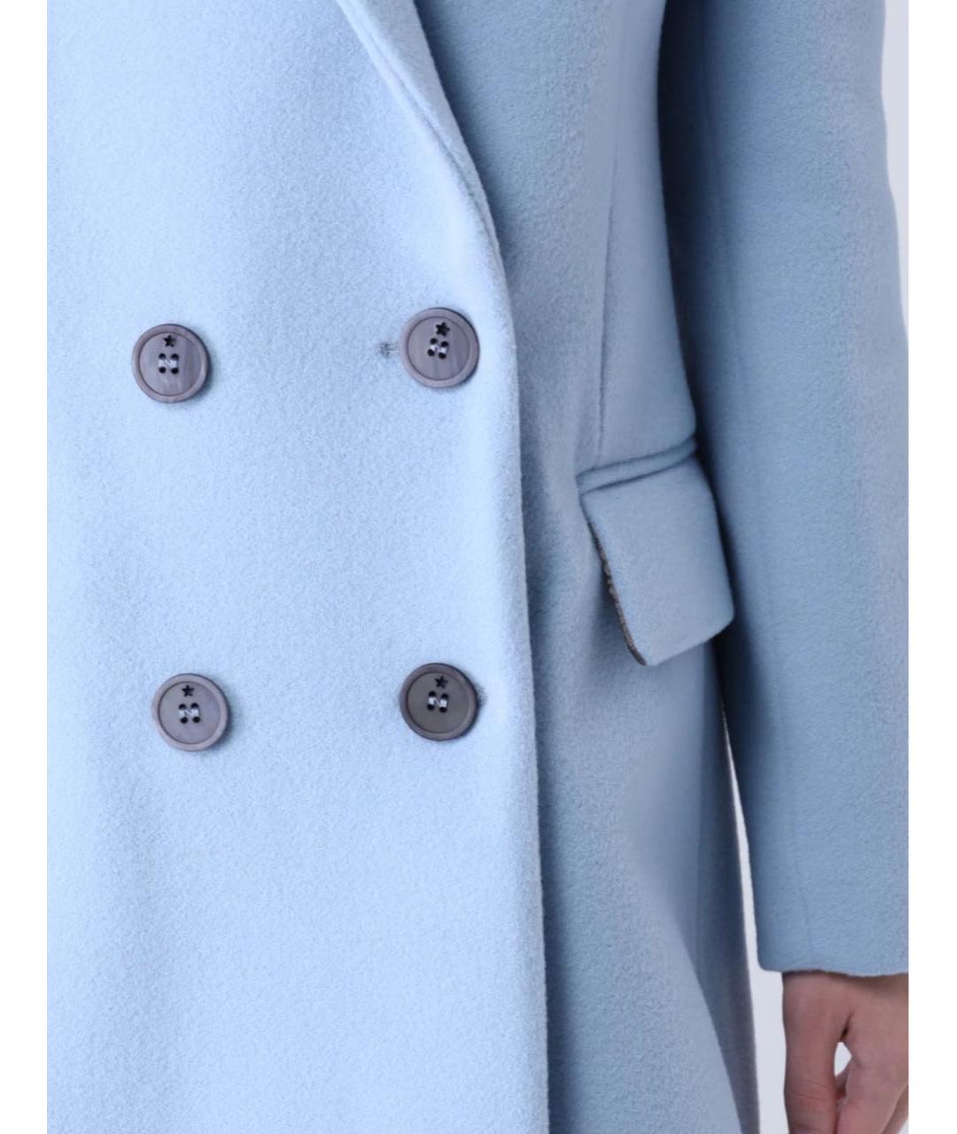 LORENA ANTONIAZZI Голубое шерстяное пальто, фото 4