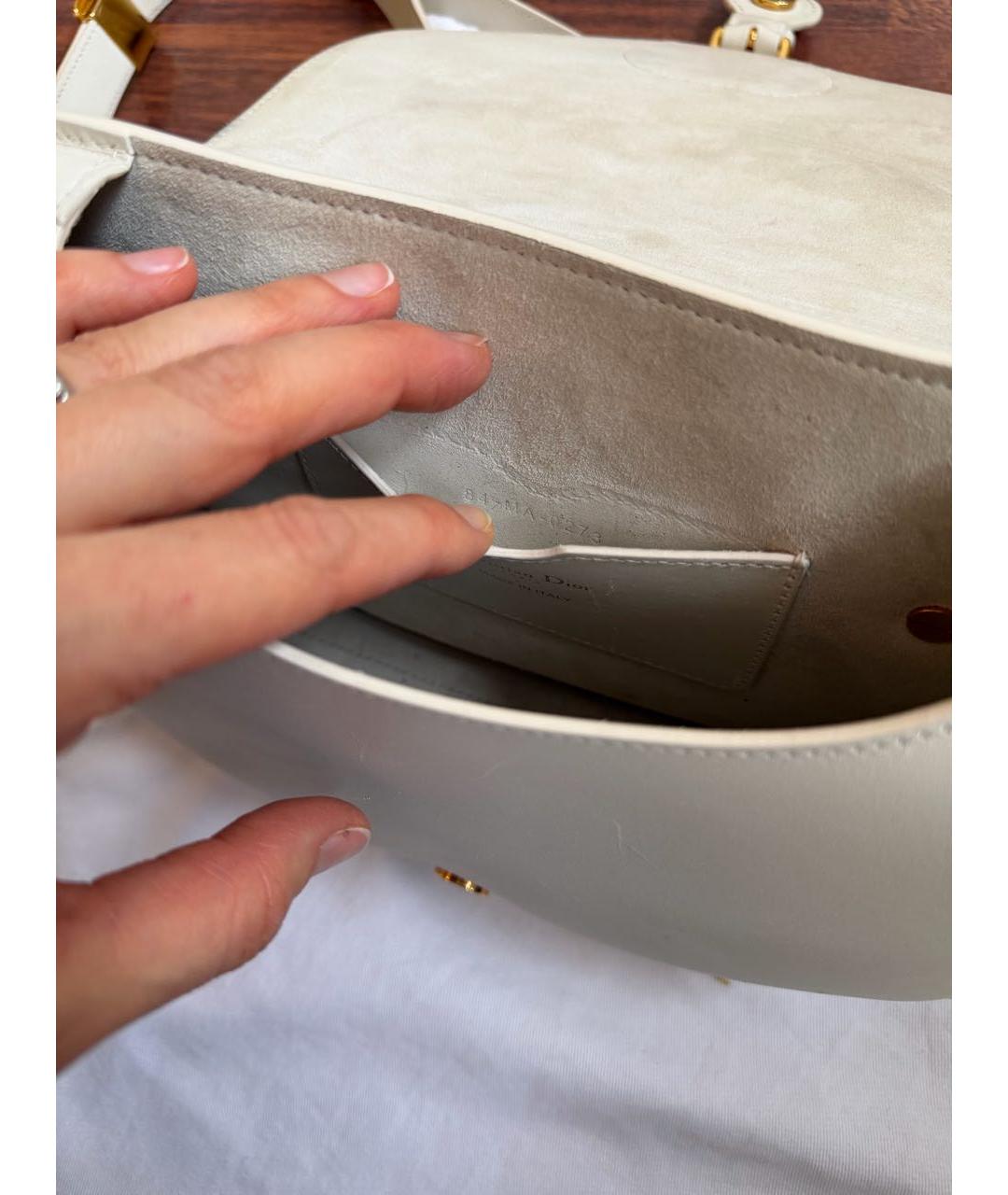 CHRISTIAN DIOR Белая кожаная сумка через плечо, фото 7