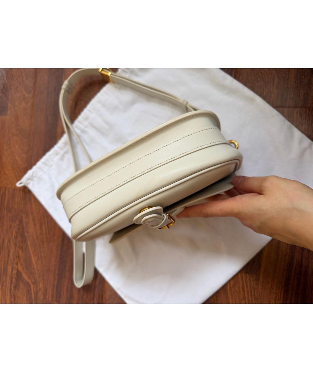 CHRISTIAN DIOR Белая кожаная сумка через плечо, фото 4