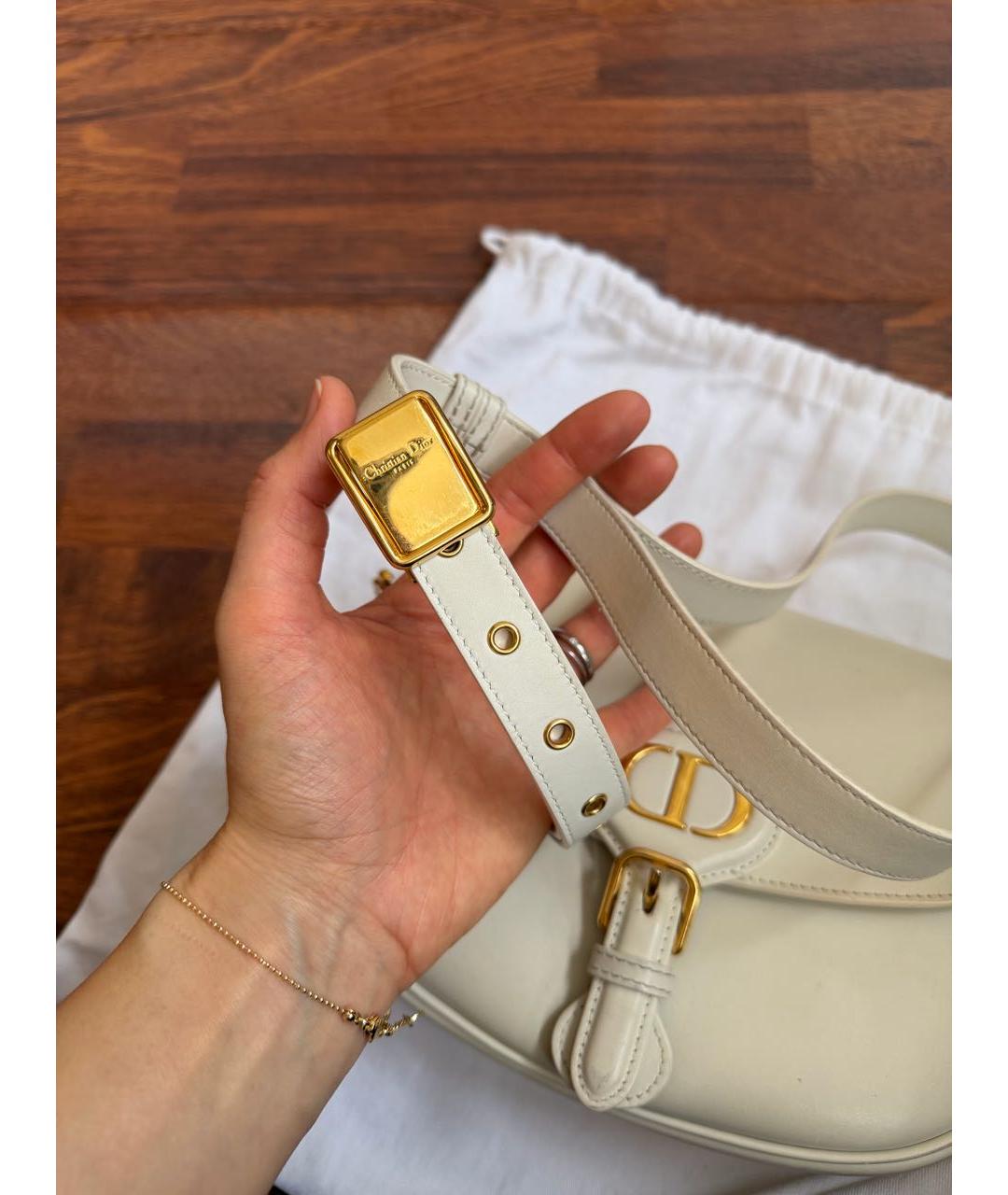 CHRISTIAN DIOR Белая кожаная сумка через плечо, фото 8