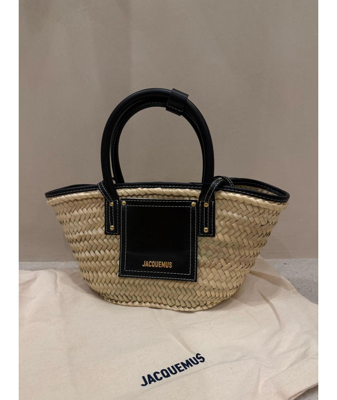 JACQUEMUS Черная пелетеная пляжная сумка, фото 3