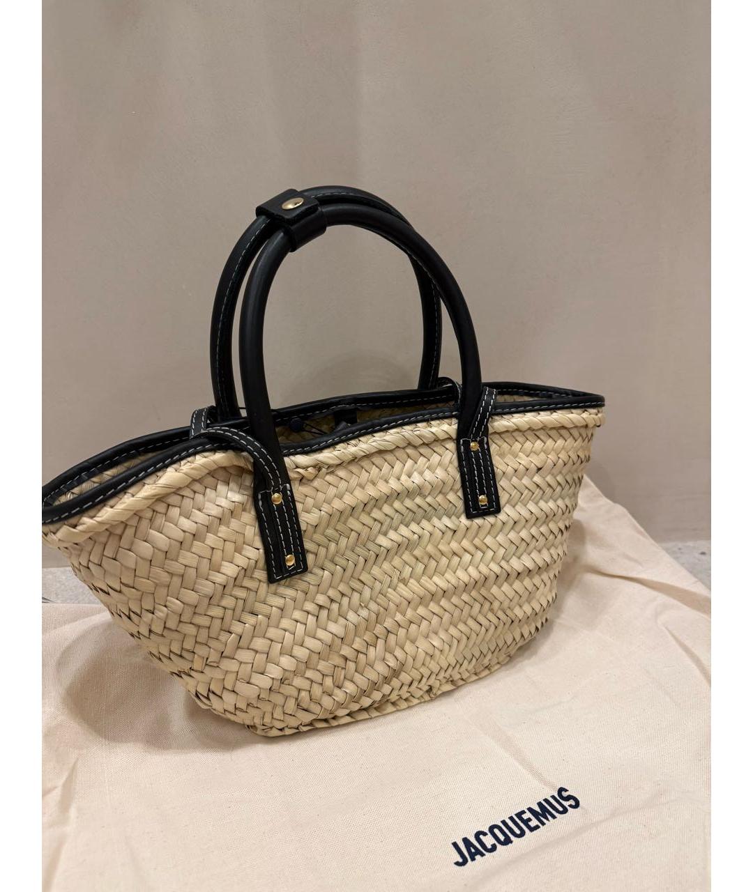 JACQUEMUS Черная пелетеная пляжная сумка, фото 4