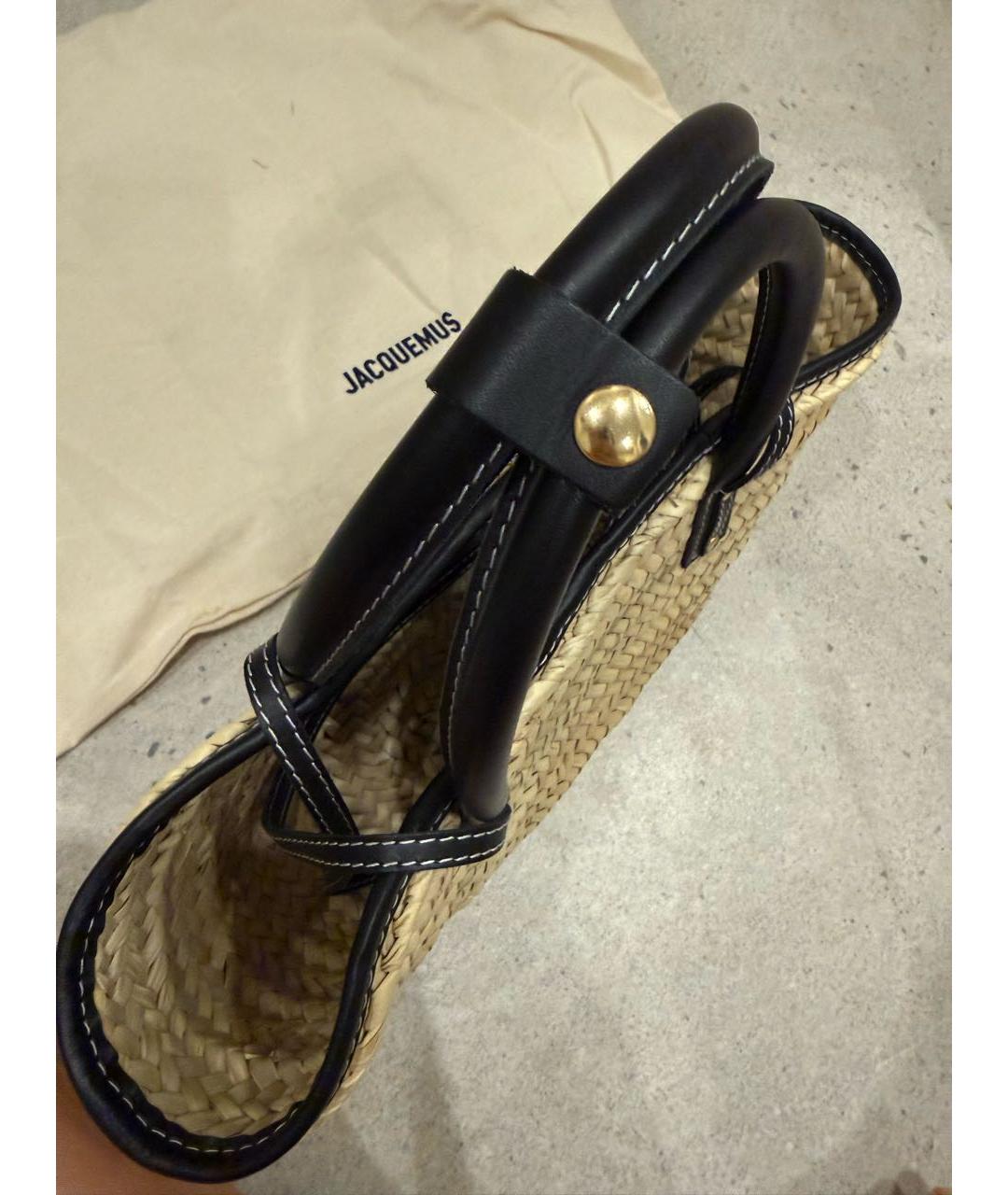 JACQUEMUS Черная пелетеная пляжная сумка, фото 6