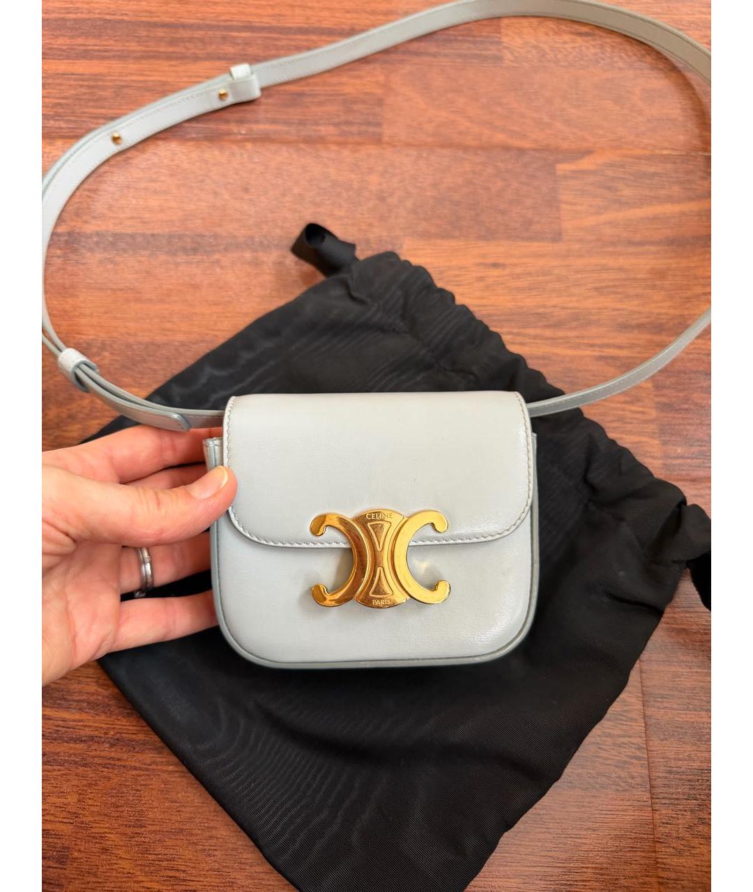 CELINE Голубая кожаная сумка через плечо, фото 5