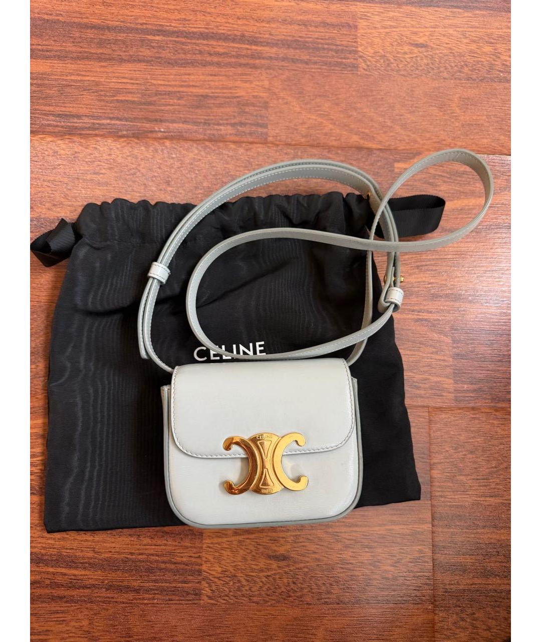 CELINE Голубая кожаная сумка через плечо, фото 7