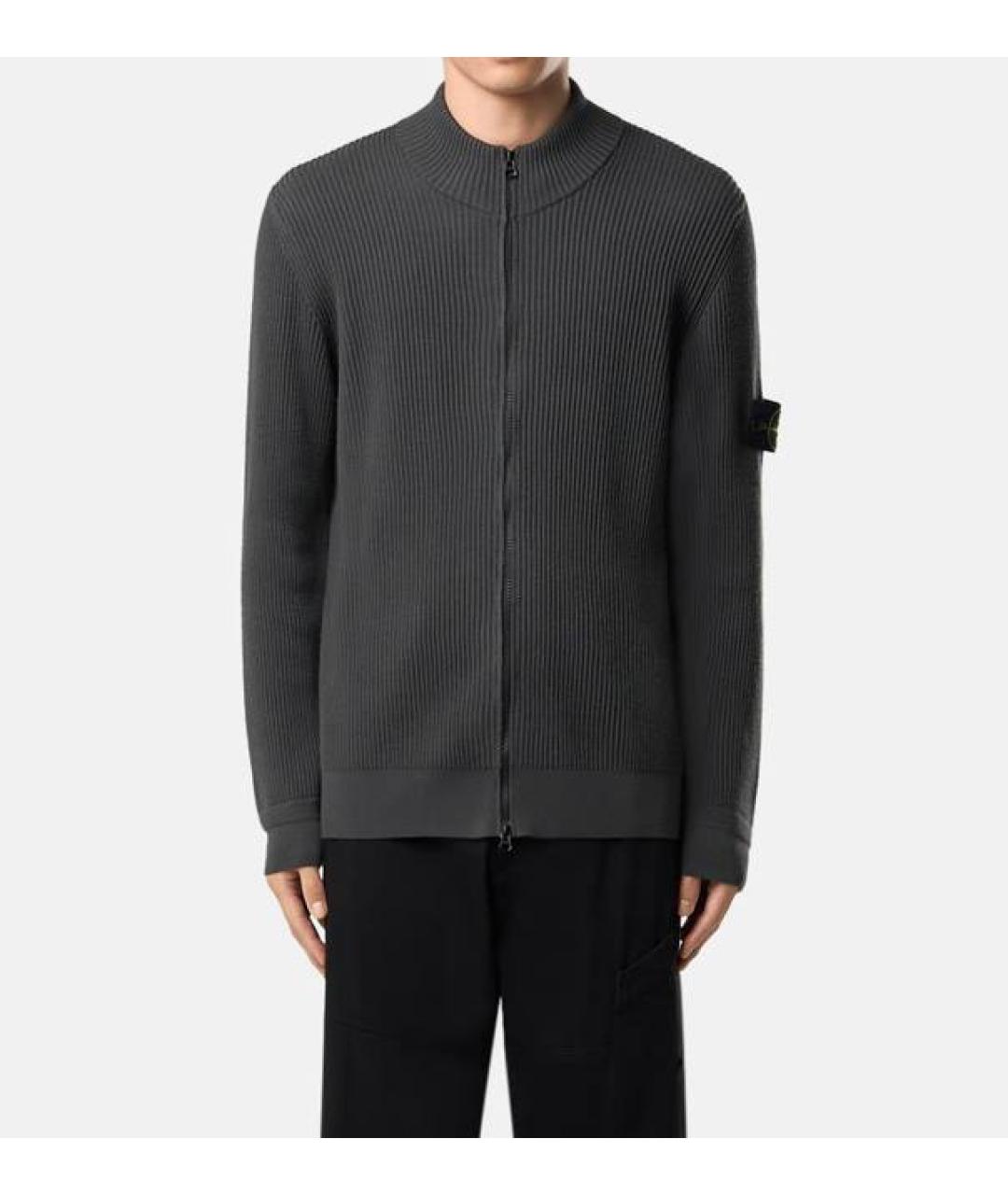 STONE ISLAND Антрацитовый шерстяной кардиган, фото 8