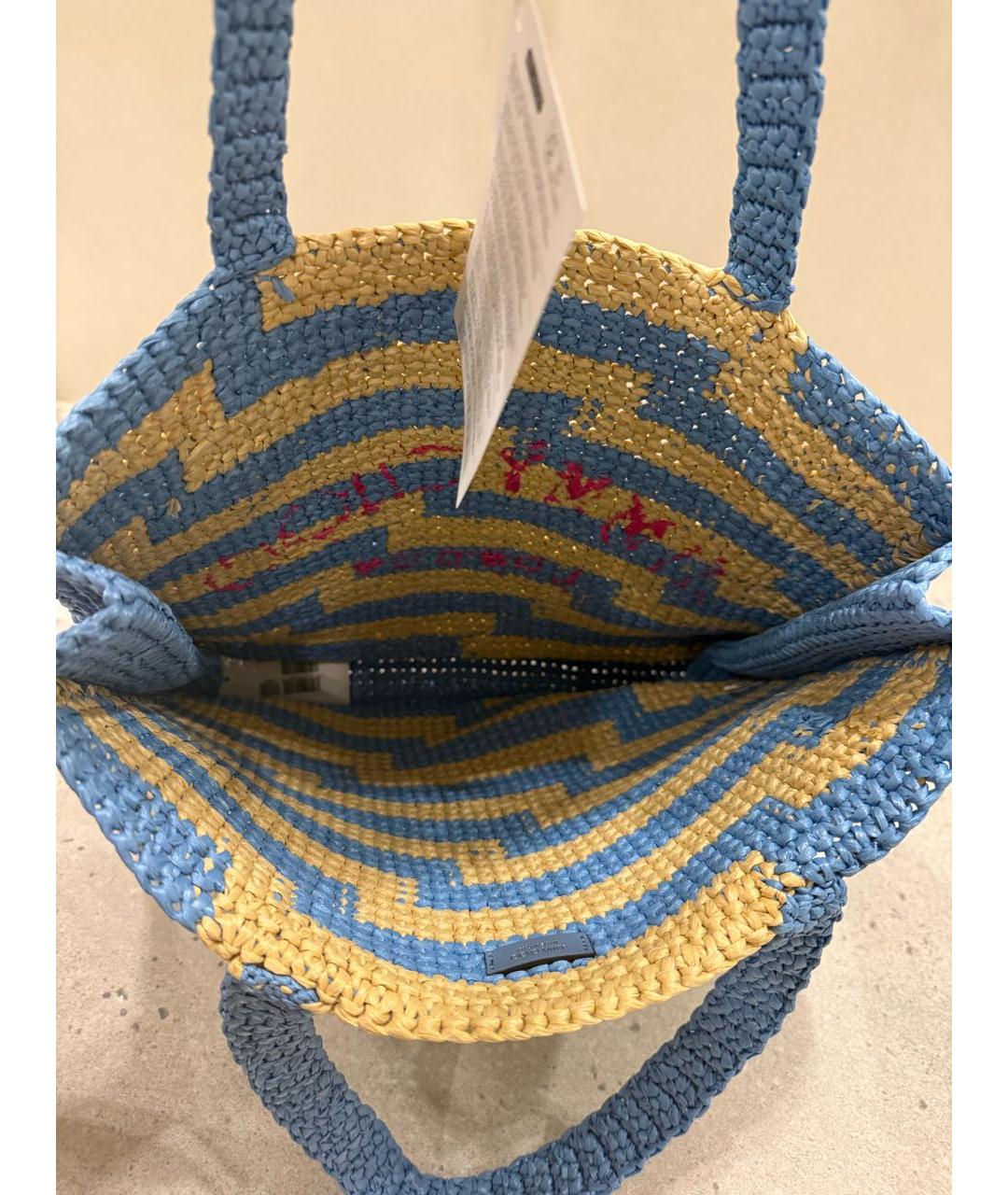JIMMY CHOO Голубая пелетеная пляжная сумка, фото 7