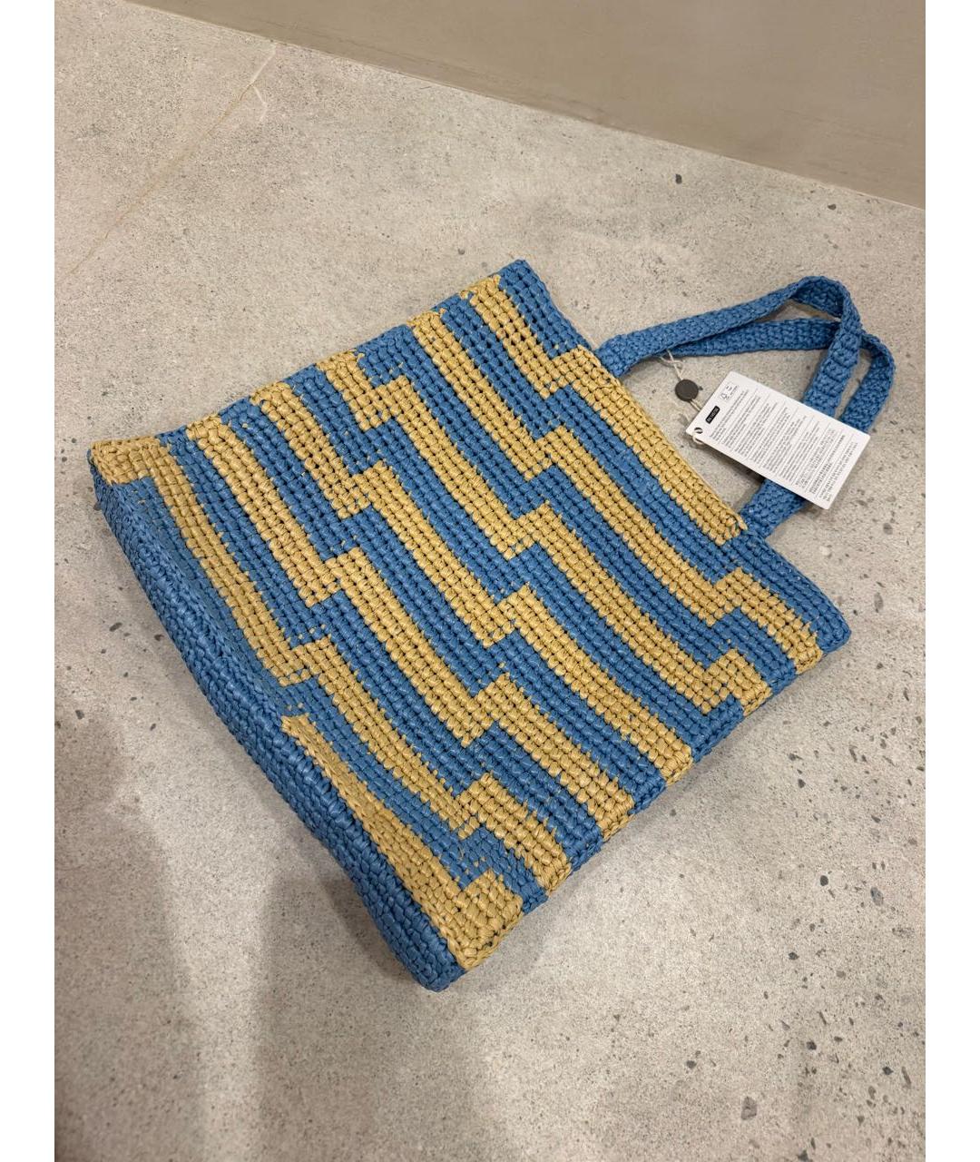 JIMMY CHOO Голубая пелетеная пляжная сумка, фото 5