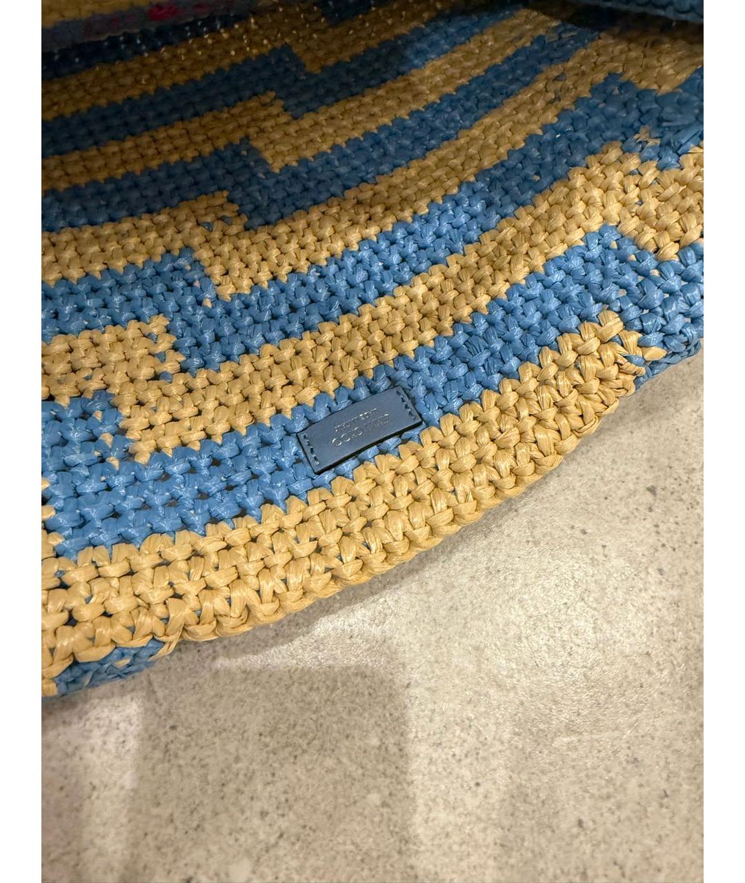 JIMMY CHOO Голубая пелетеная пляжная сумка, фото 6