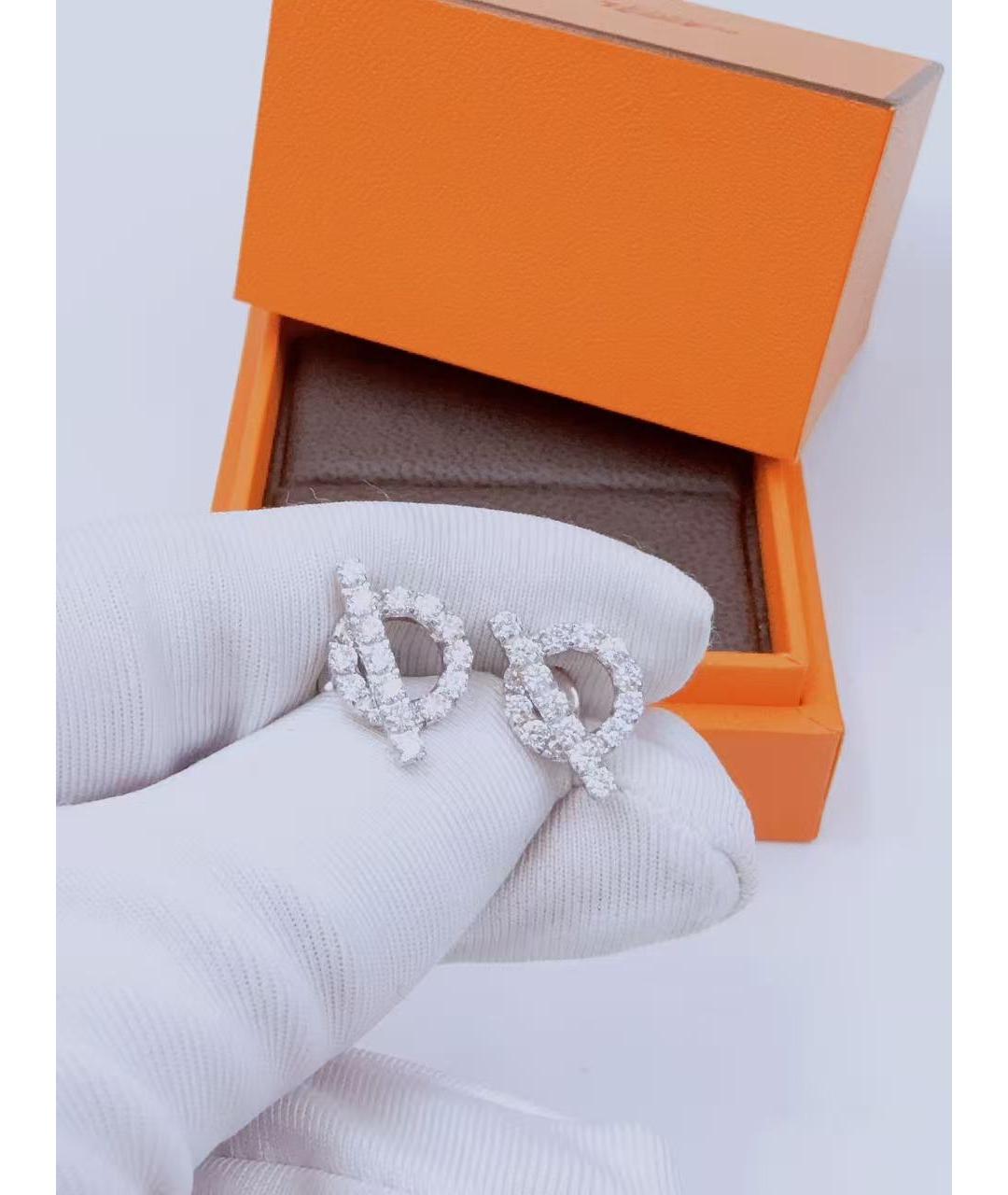 HERMES Серебряные серьги из белого золота, фото 4