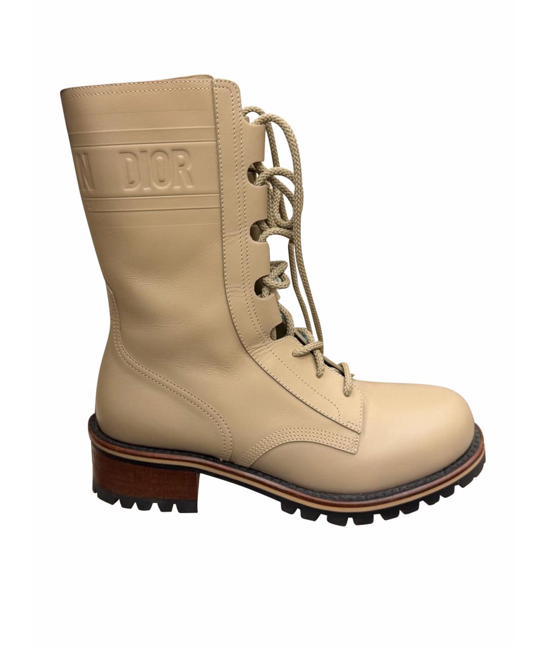 CHRISTIAN DIOR Бежевые кожаные ботинки, фото 4