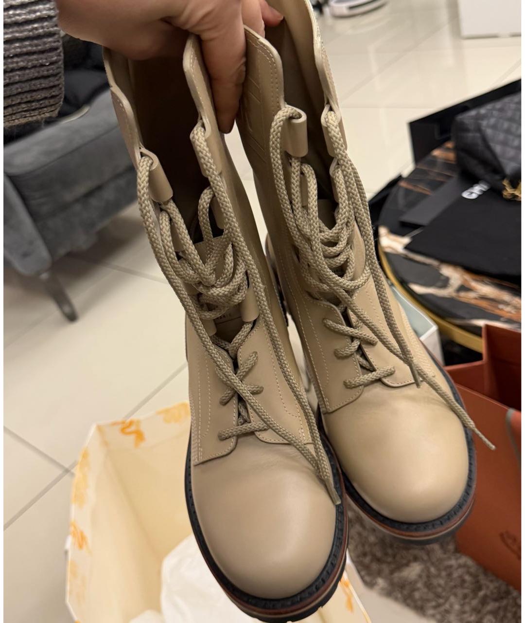 CHRISTIAN DIOR Бежевые кожаные ботинки, фото 2