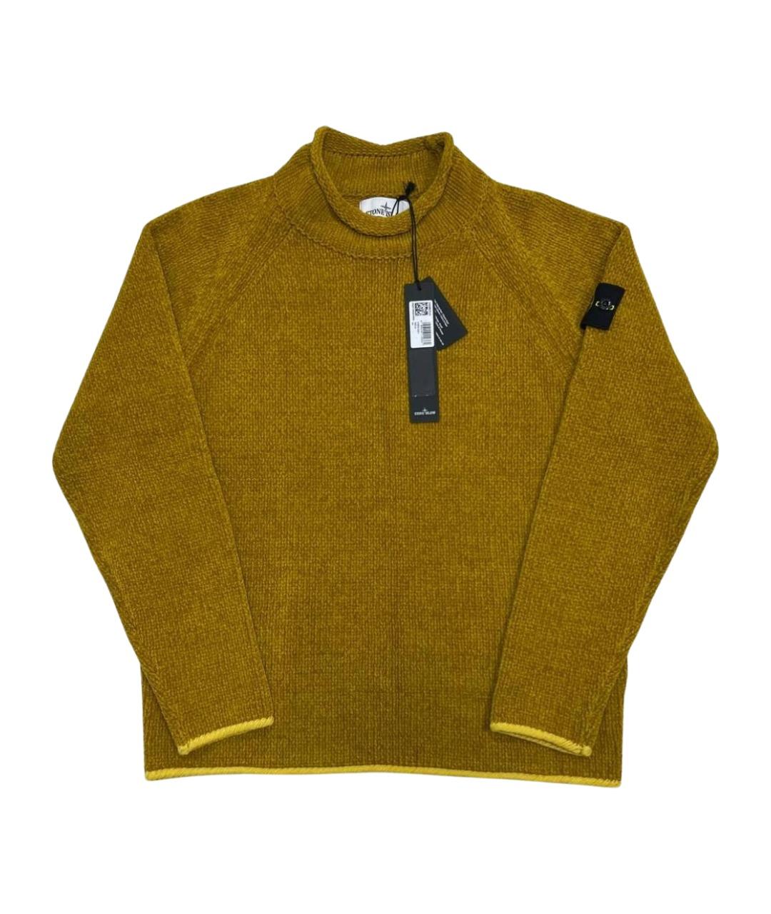 STONE ISLAND Горчичный хлопковый джемпер / свитер, фото 1