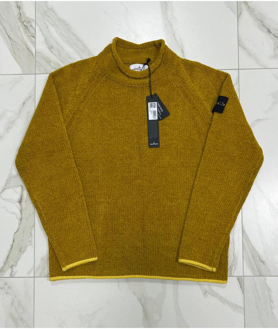 STONE ISLAND Горчичный хлопковый джемпер / свитер, фото 9