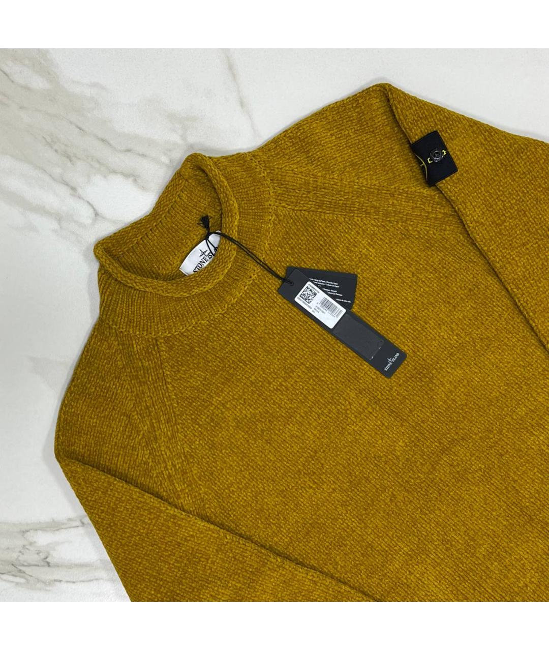 STONE ISLAND Горчичный хлопковый джемпер / свитер, фото 2