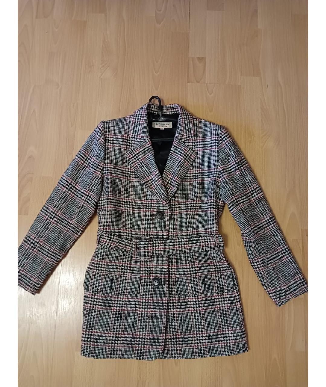 SAINT LAURENT Серый твидовый жакет/пиджак, фото 6