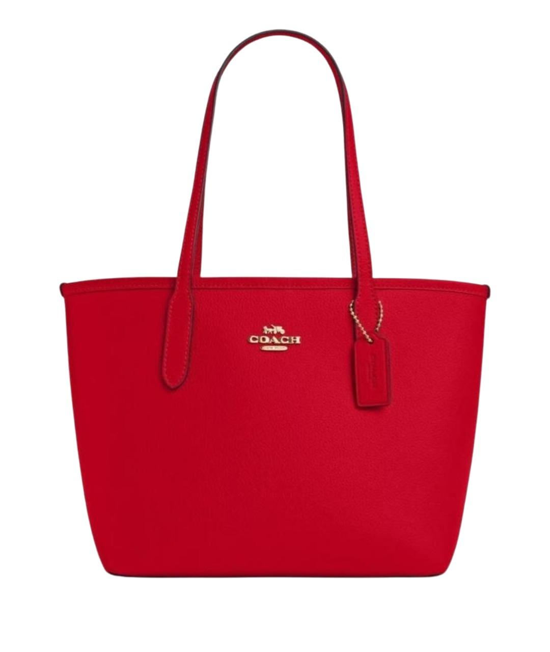 COACH Красная кожаная сумка тоут, фото 1