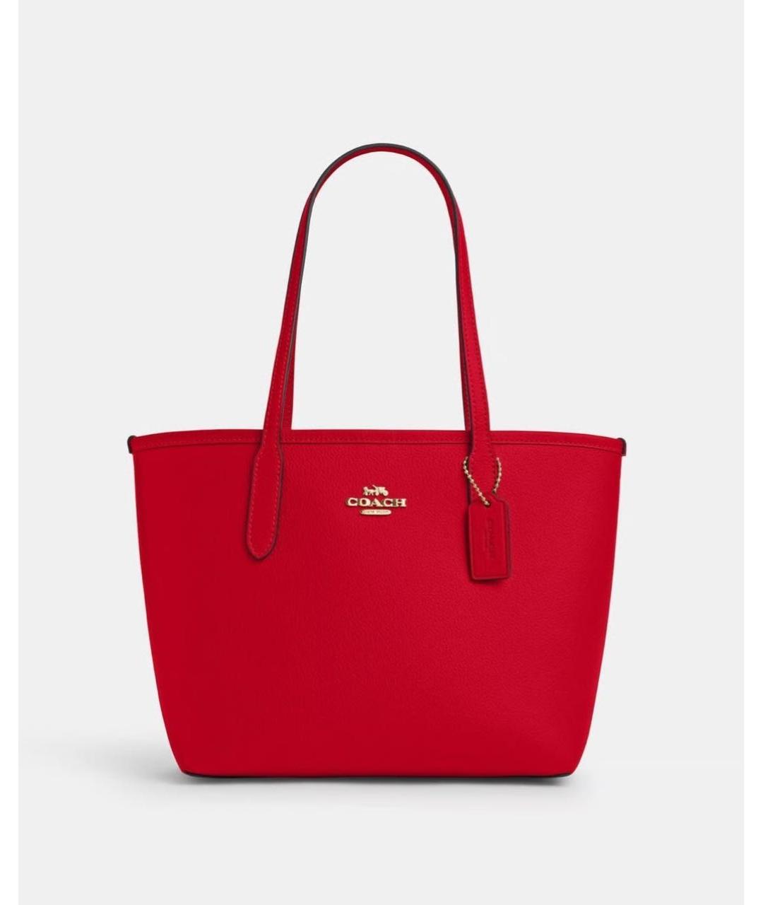 COACH Красная кожаная сумка тоут, фото 9
