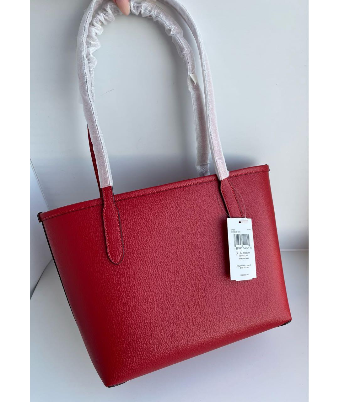 COACH Красная кожаная сумка тоут, фото 3