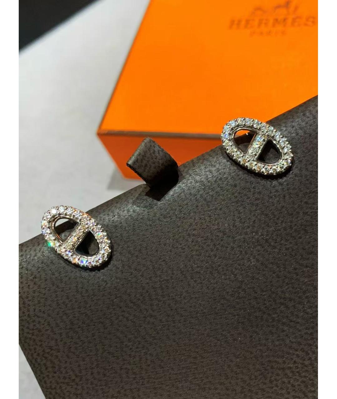 HERMES Серебряные серьги из белого золота, фото 3