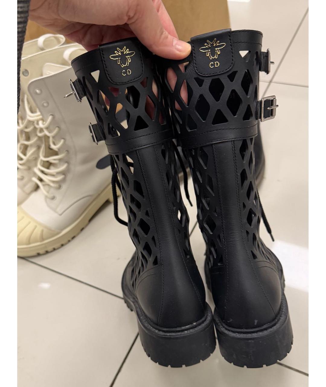 CHRISTIAN DIOR Черные кожаные ботинки, фото 3