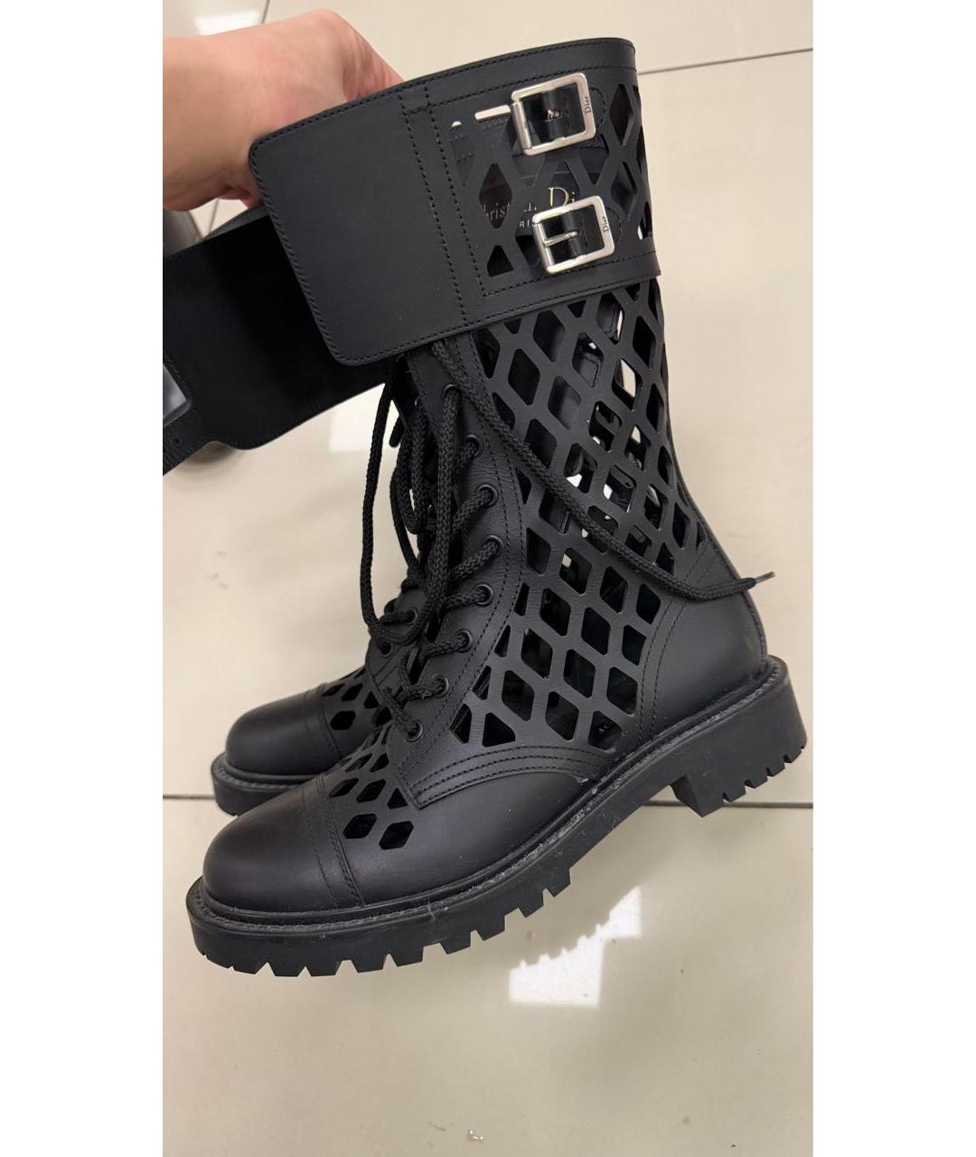 CHRISTIAN DIOR Черные кожаные ботинки, фото 4