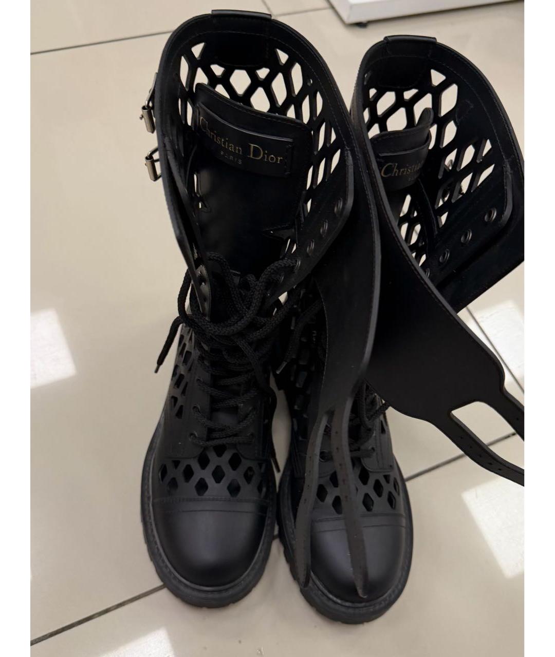 CHRISTIAN DIOR Черные кожаные ботинки, фото 2