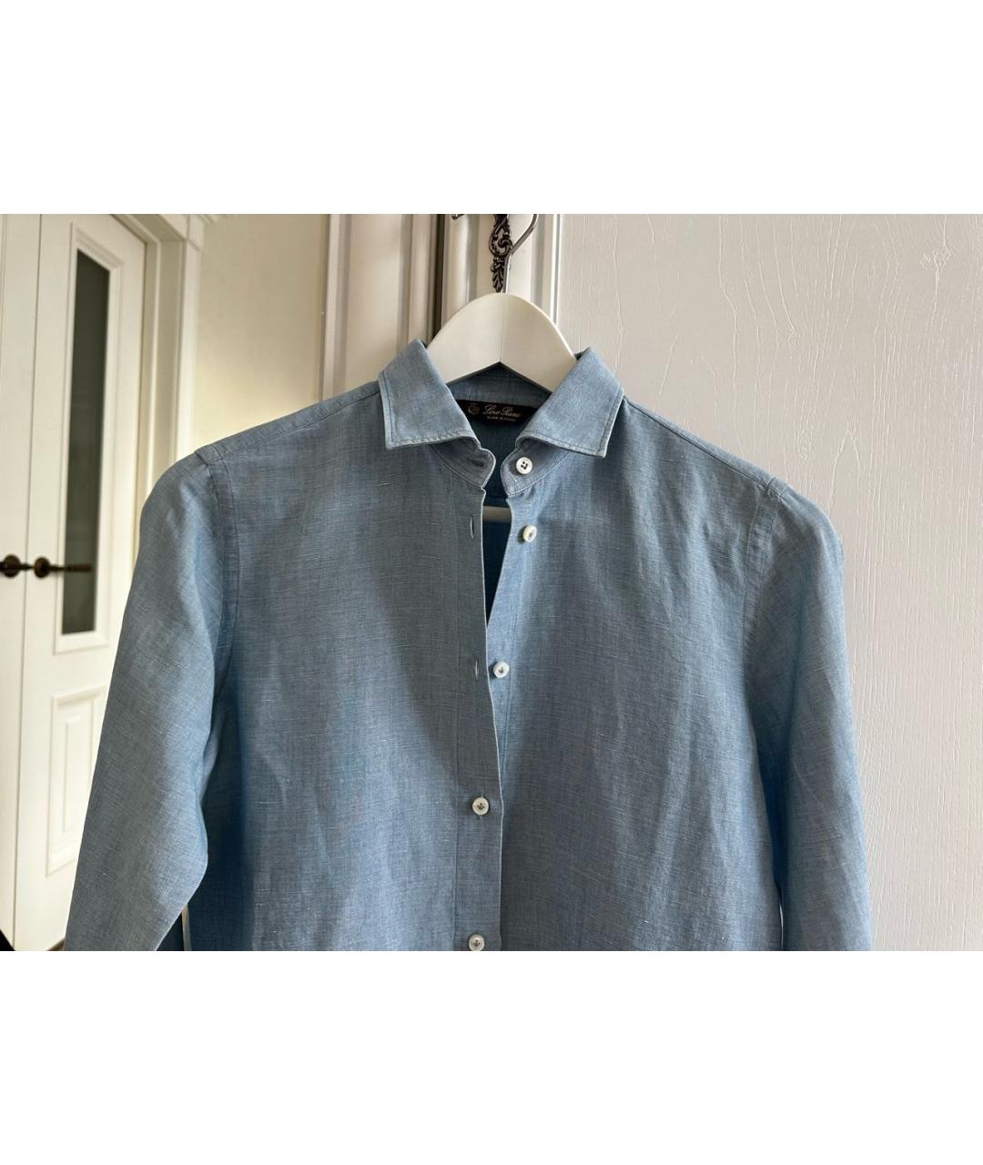 LORO PIANA Голубая льняная рубашка, фото 3