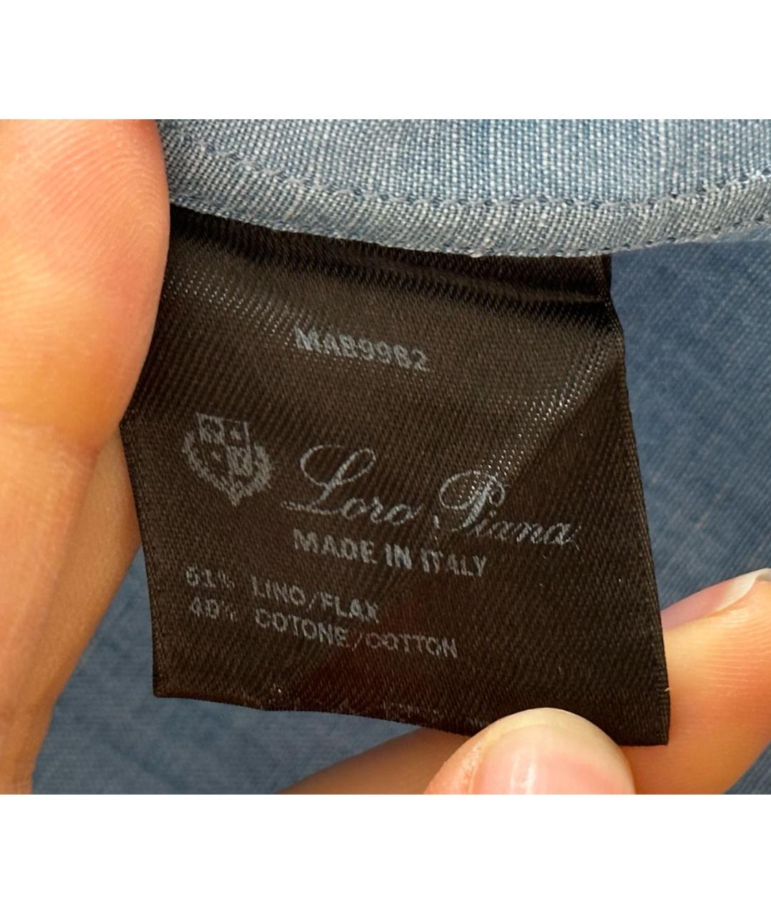LORO PIANA Голубая льняная рубашка, фото 7