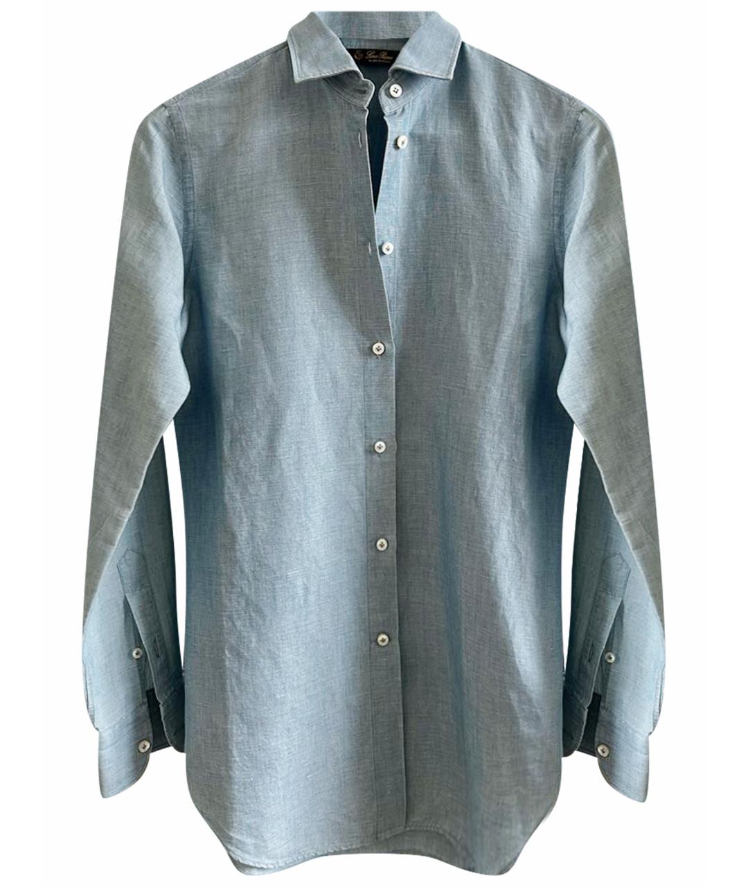 LORO PIANA Голубая льняная рубашка, фото 1