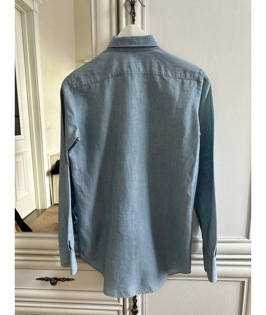 LORO PIANA Голубая льняная рубашка, фото 2