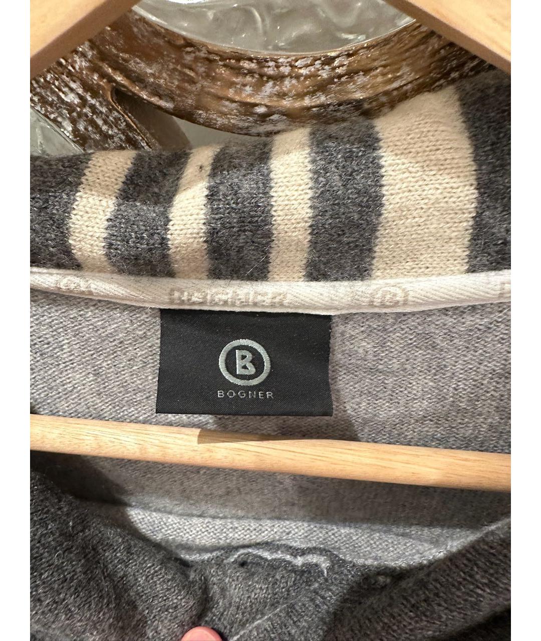 BOGNER Серый кашемировый джемпер / свитер, фото 4