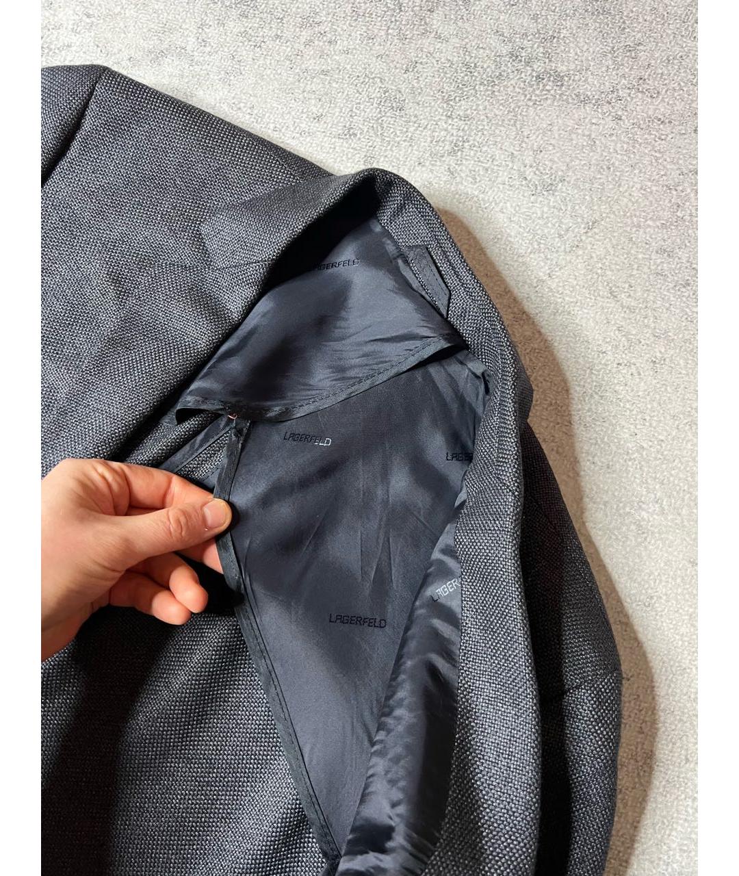 KARL LAGERFELD Серый шерстяной пиджак, фото 5