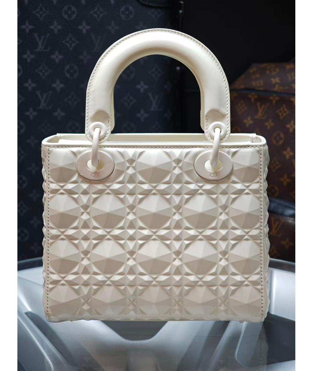 CHRISTIAN DIOR Белая кожаная сумка через плечо, фото 2