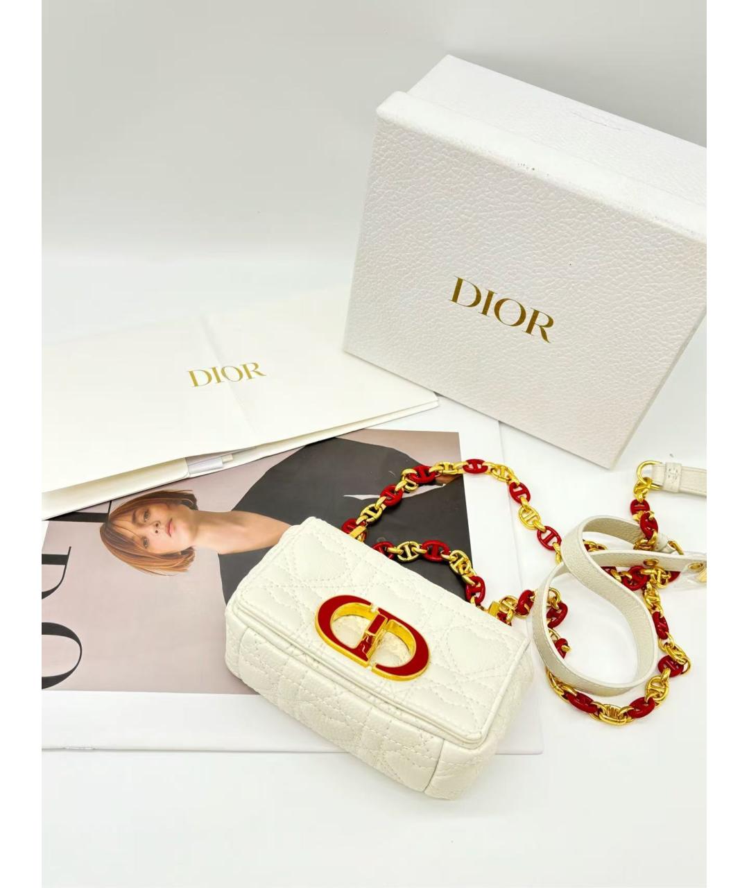 CHRISTIAN DIOR Белая кожаная сумка через плечо, фото 3