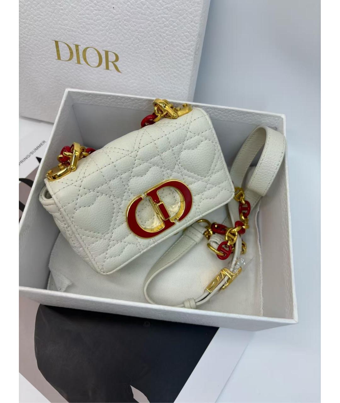 CHRISTIAN DIOR Белая кожаная сумка через плечо, фото 2