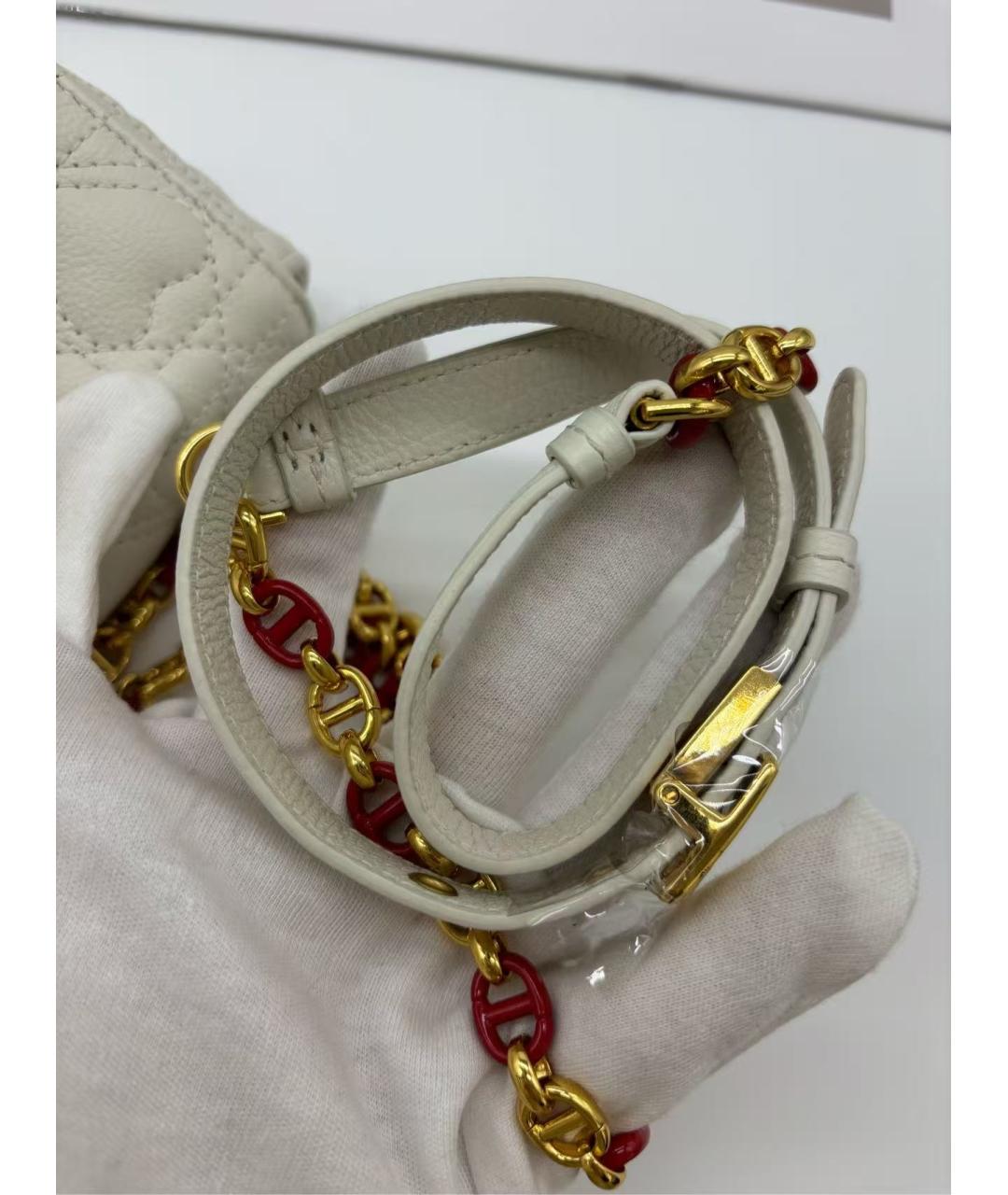 CHRISTIAN DIOR Белая кожаная сумка через плечо, фото 5