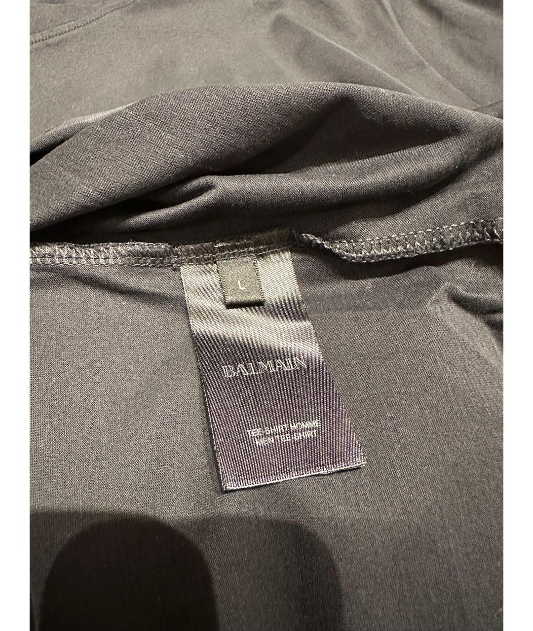 BALMAIN Черная хлопковая футболка, фото 2